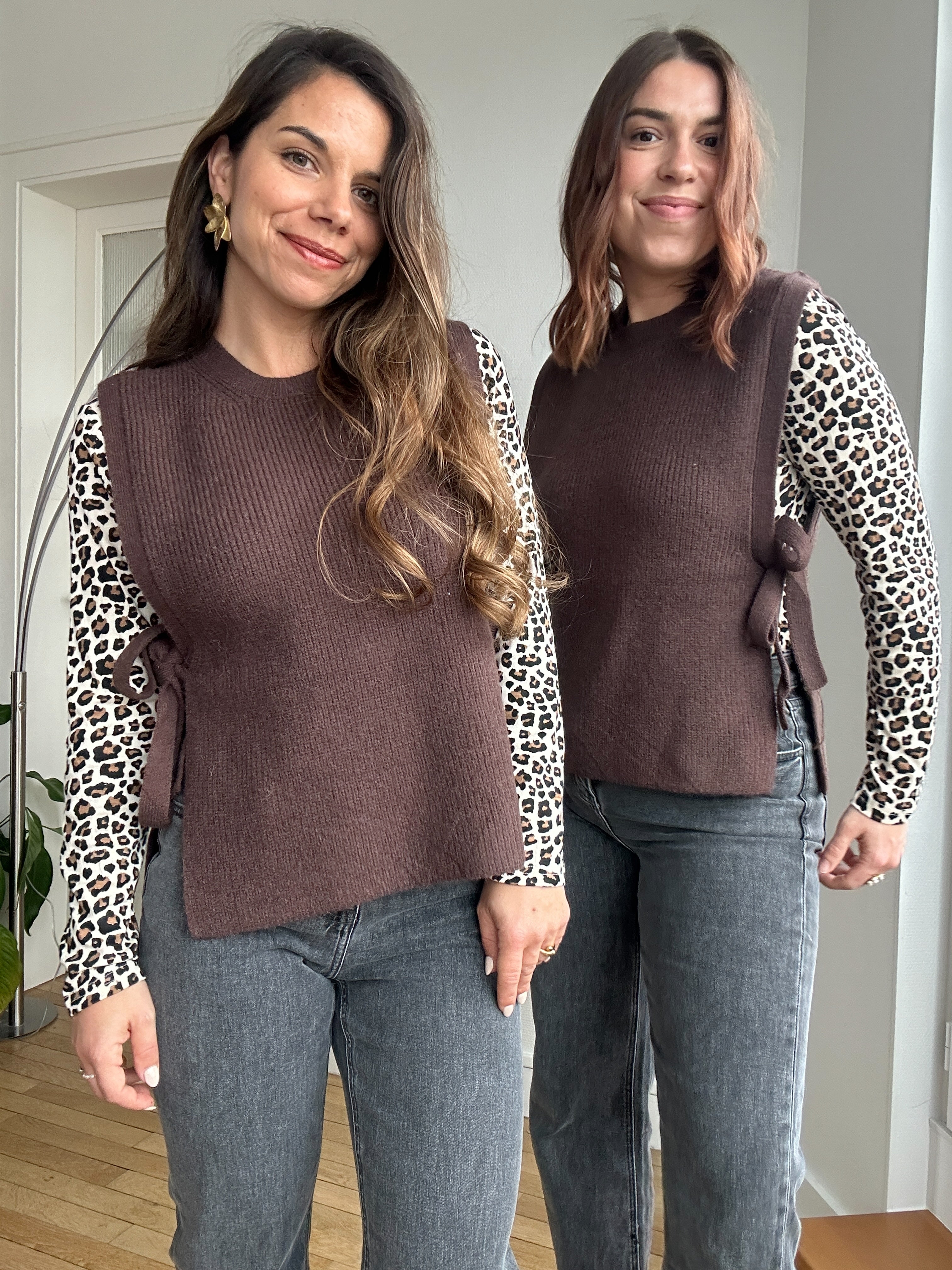 Brown Valentine Knotted Sleeveless Sweater