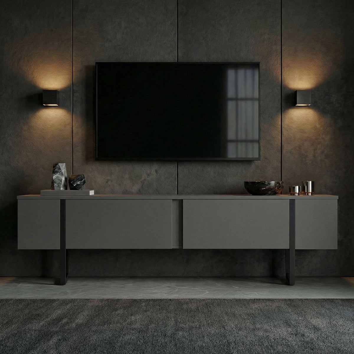 Onera - TV Stand - Anthracite/Black