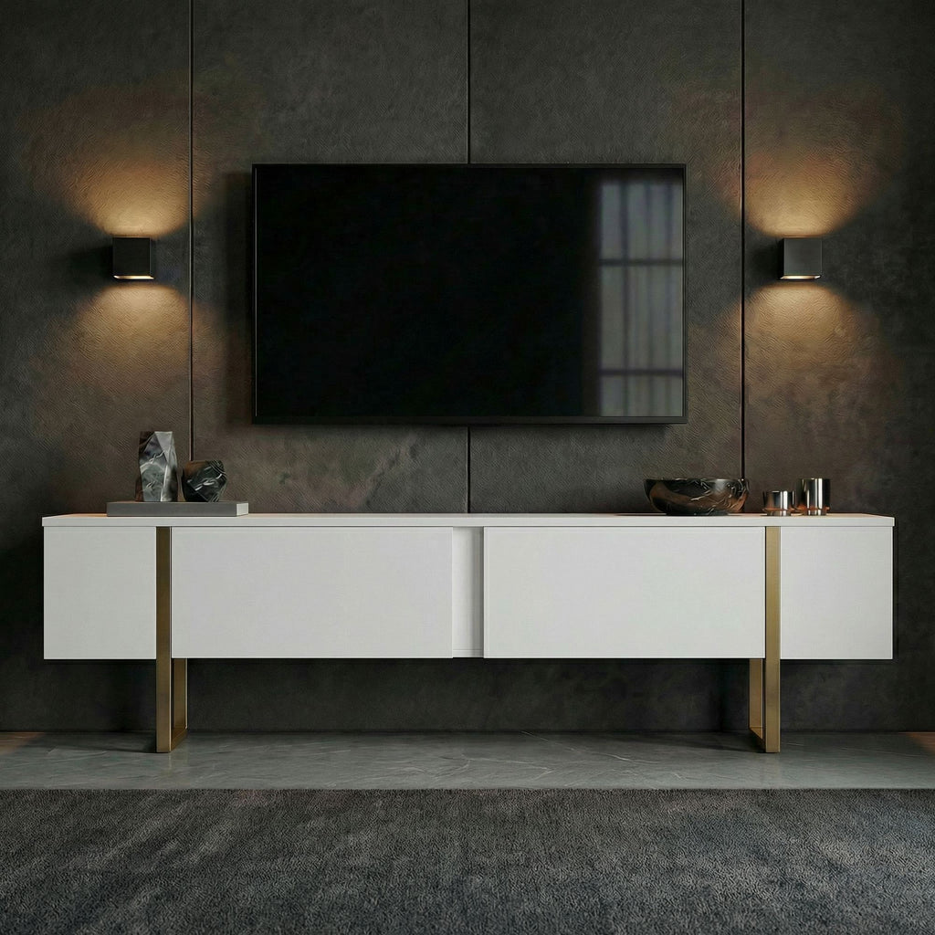 Onera - TV Stand - White/Gold