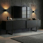 Onera - TV Stand - Black Wood/Black