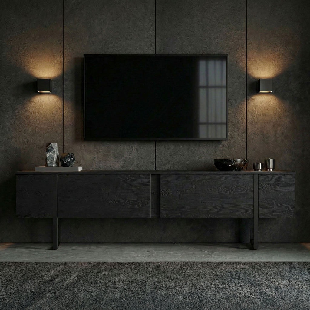 Onera - TV Stand - Black Wood/Black