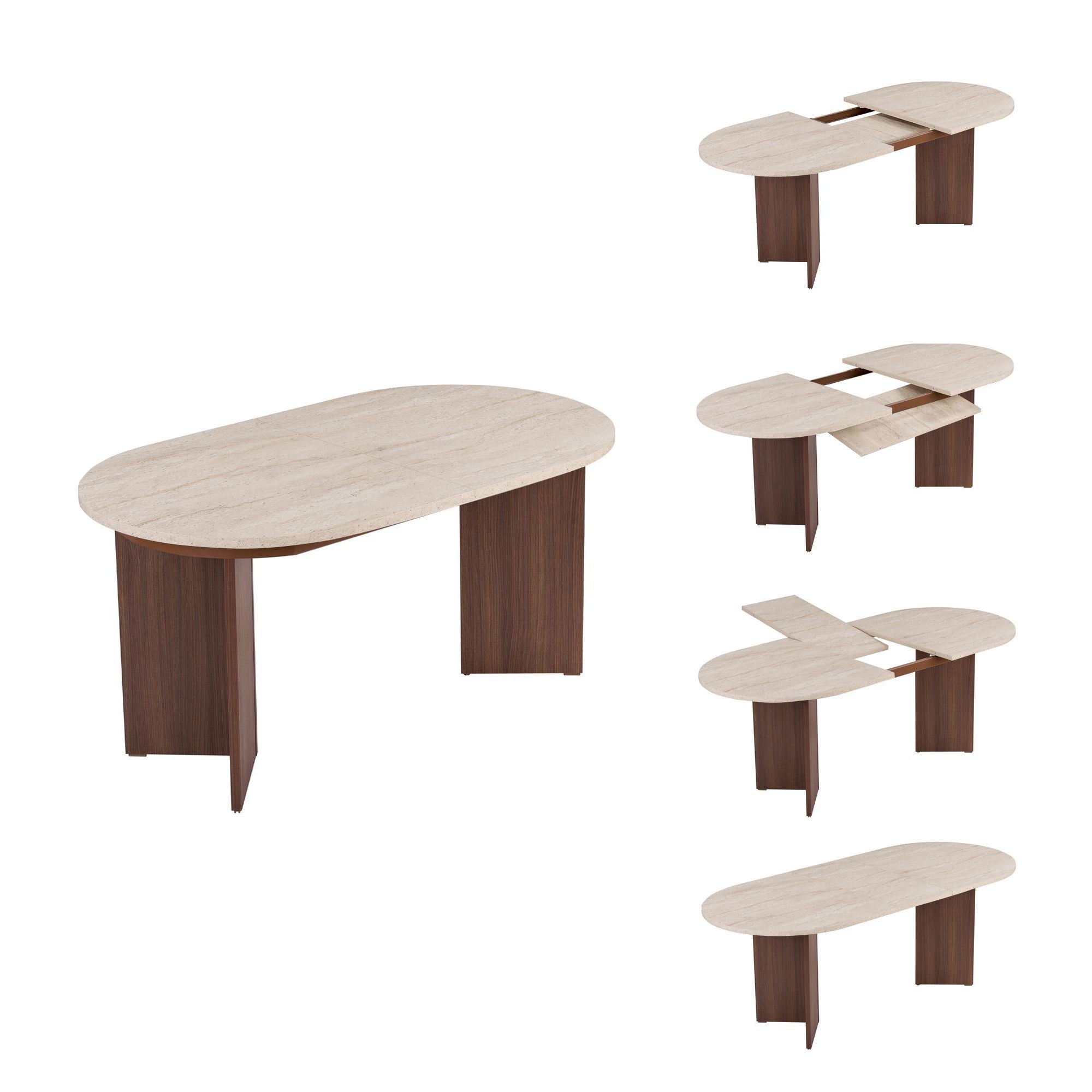 Tables À Manger Extensibles Sorell - Travertin / Noyer Milano