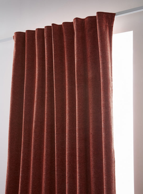 Bjorn - Blackout Ruched Curtain + Fleece - Polyester - Terracotta