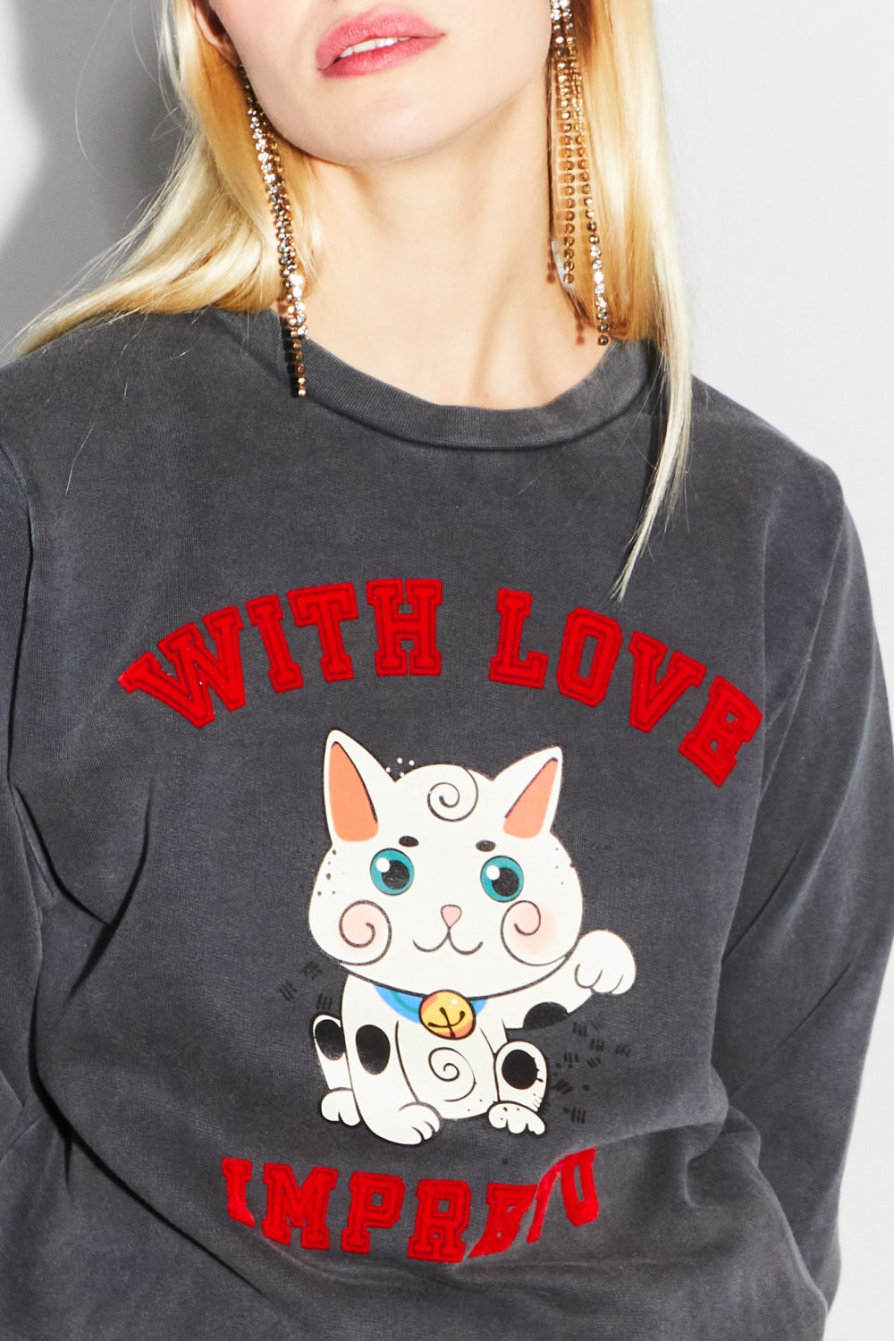 The Eddie Lucky Cat Black Sweatshirt
