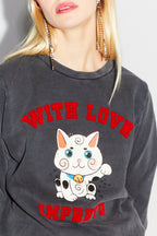 The Eddie Lucky Cat Black Sweatshirt