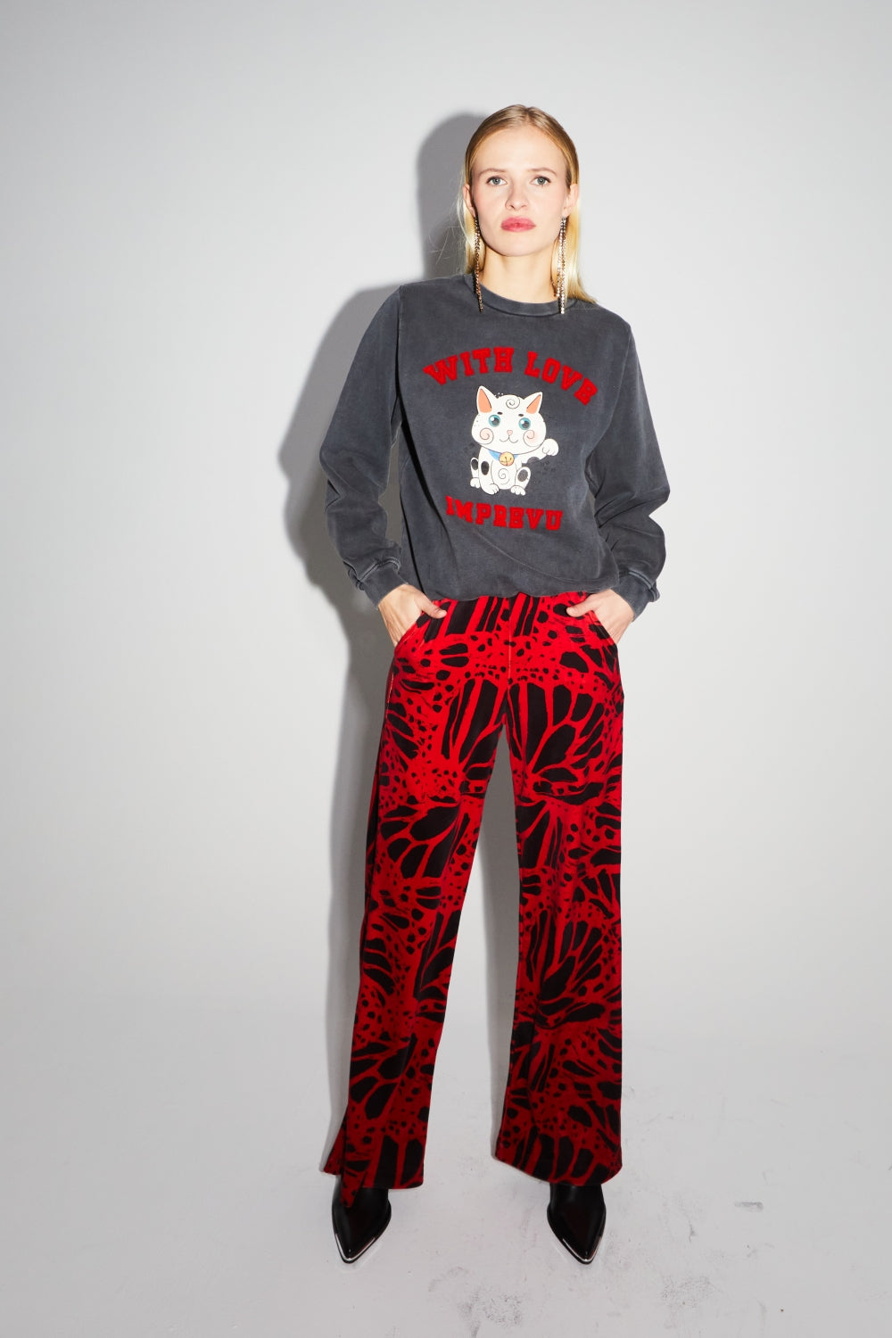 The Eddie Lucky Cat Black Sweatshirt