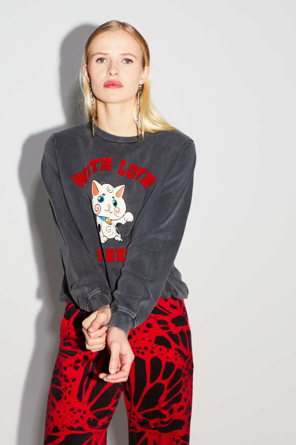 The Eddie Lucky Cat Black Sweatshirt