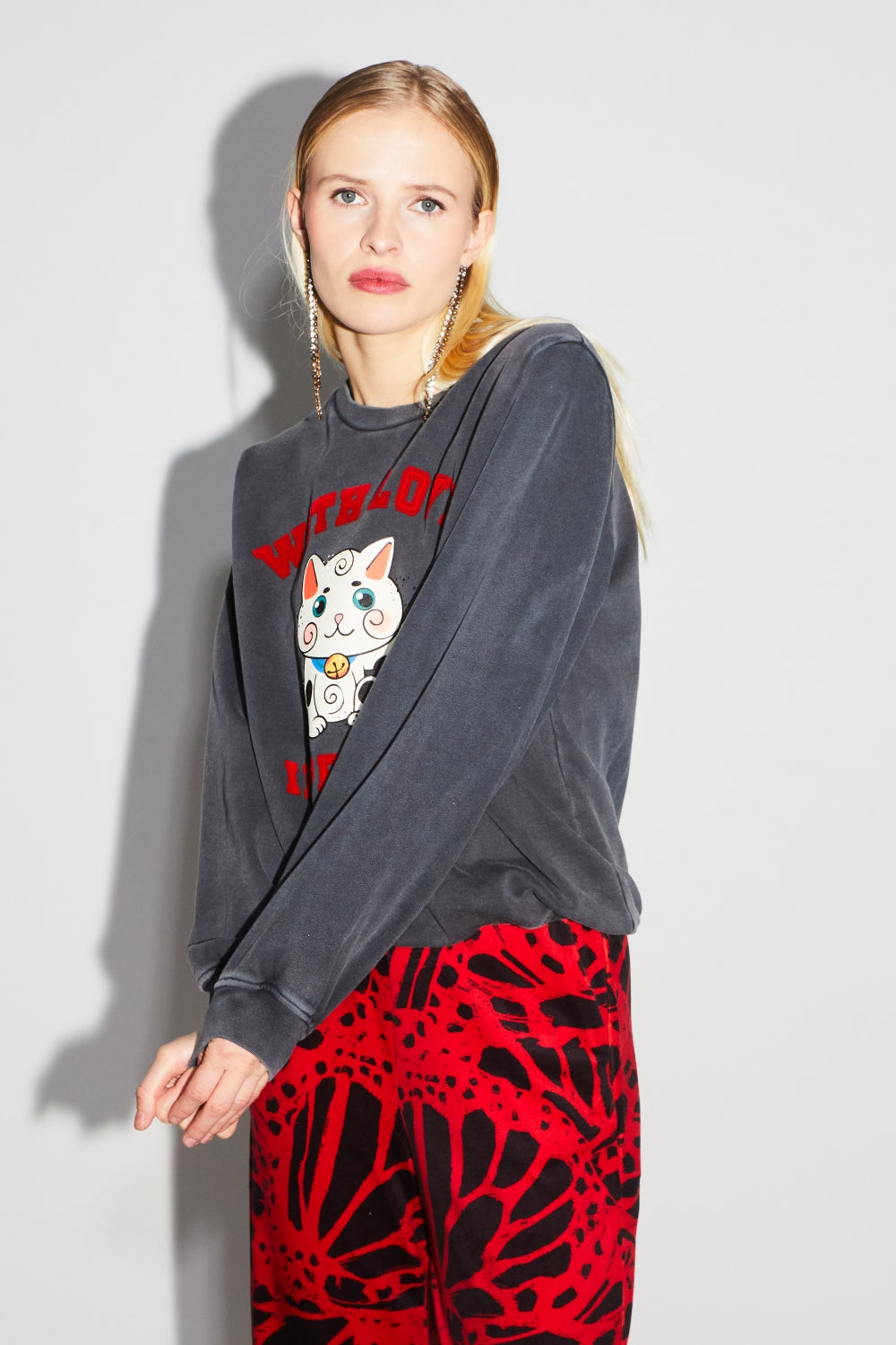 The Eddie Lucky Cat Black Sweatshirt