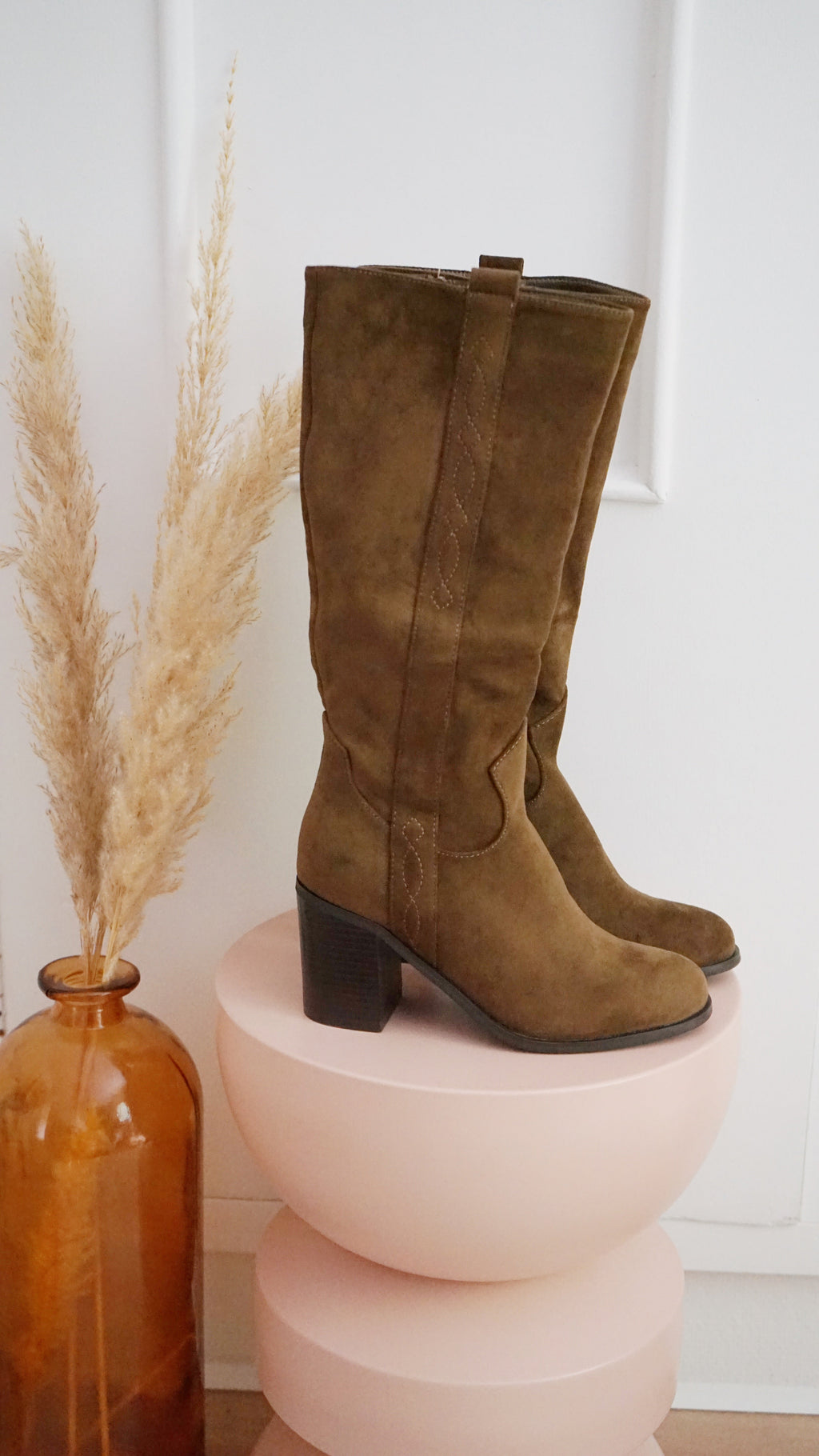 Bottes En Suédine Camille Marron Clair