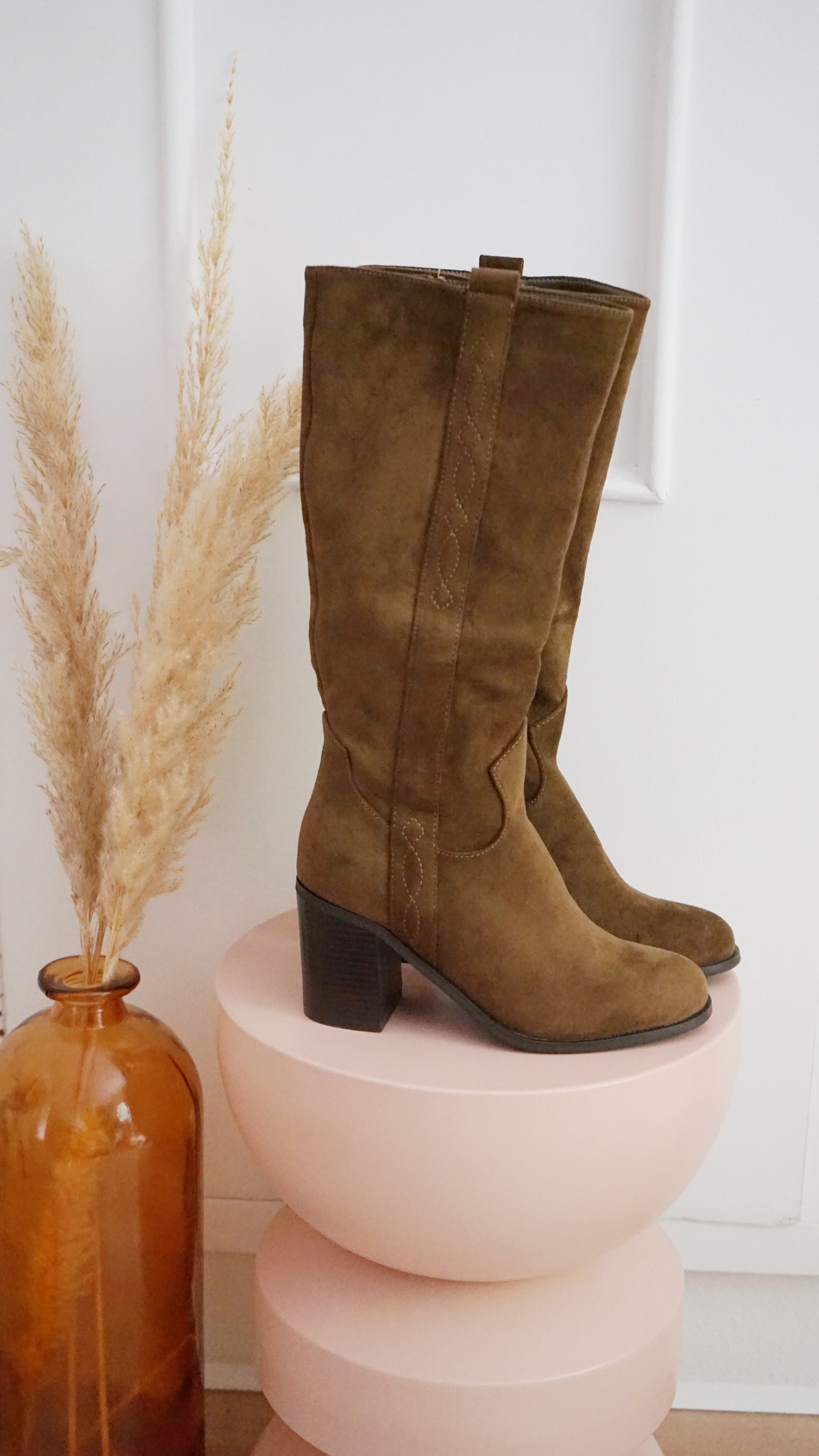 Bottes En Suédine Camille Marron Clair