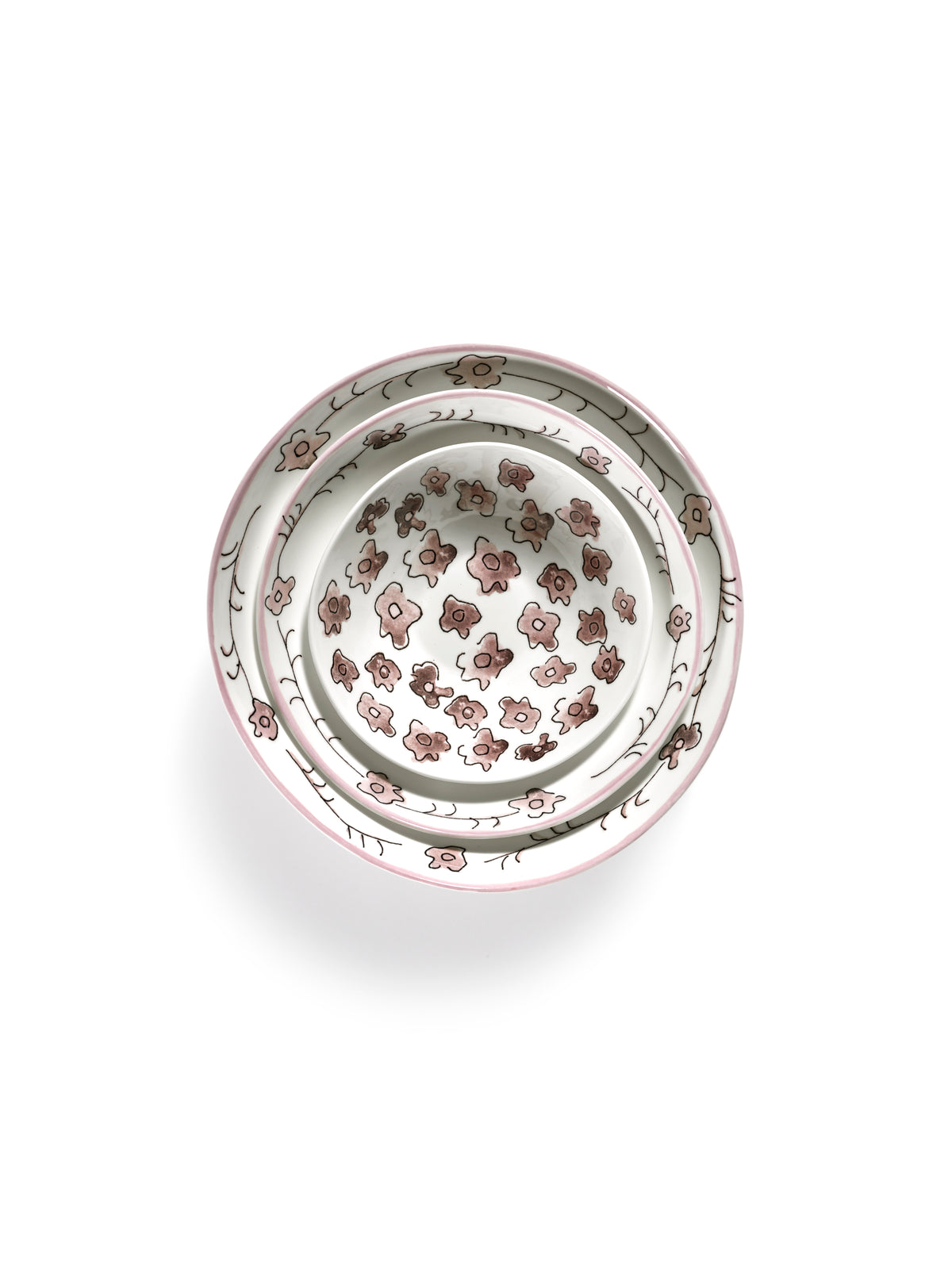 Midnight Flowers - Set Di 2 Ciotole Basse - L - Porcellana Bone China - Foncé Viola