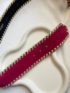 Yves Saint Laurent - Vintage Belt - Raspberry Suede And Gold Leather