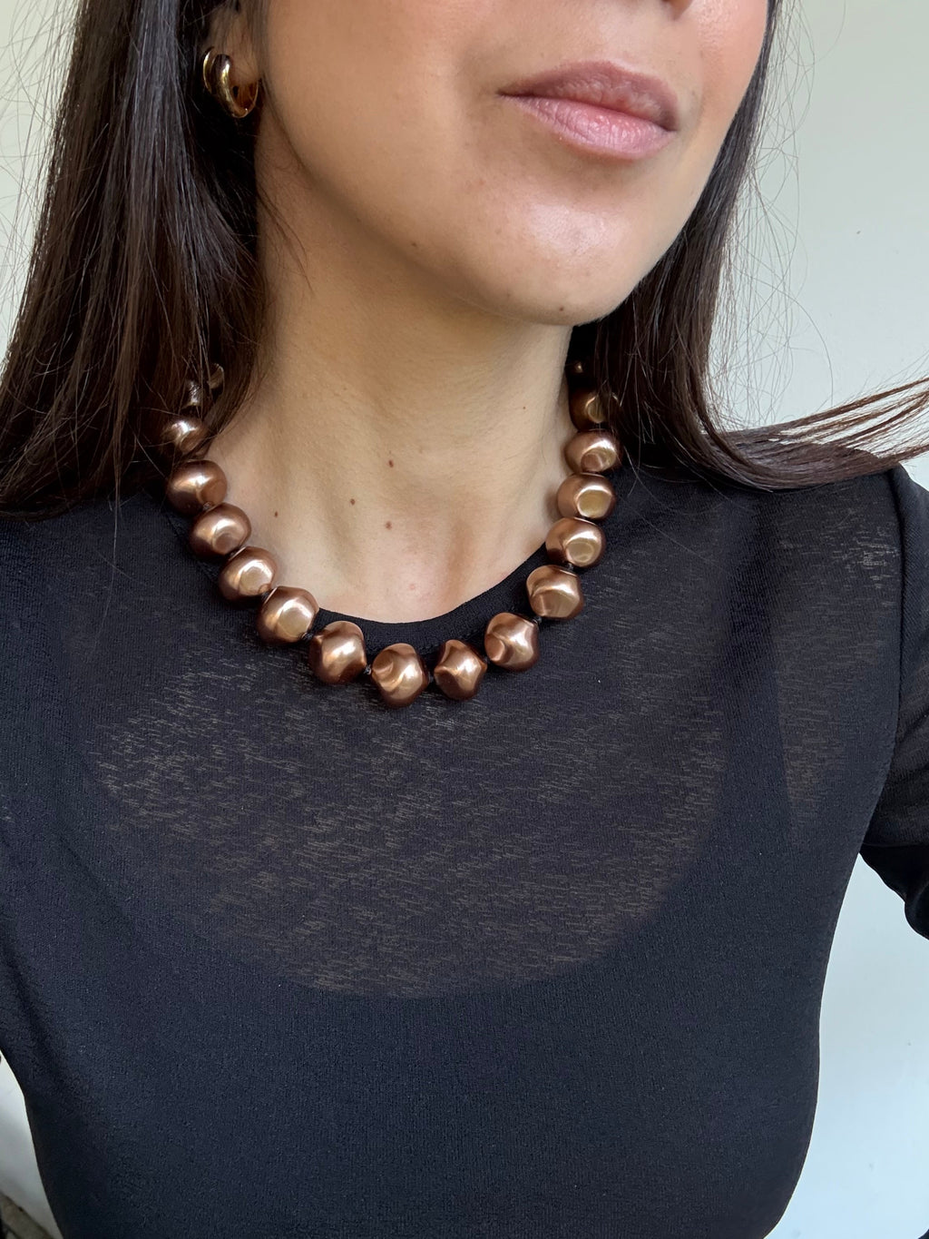 Collar Vintage - Perlas Marrón Glacé