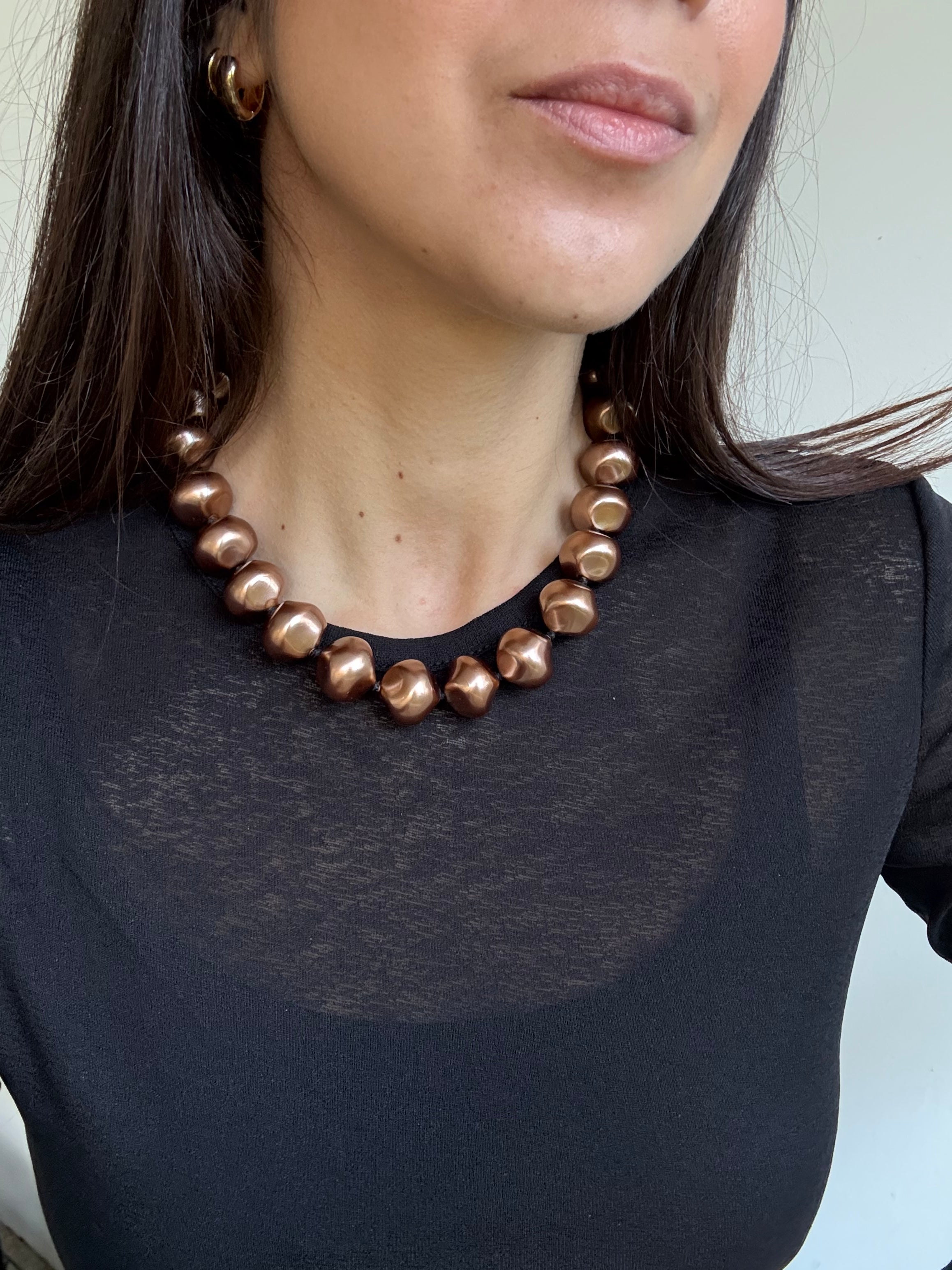 Collar Vintage - Perlas Marrón Glacé
