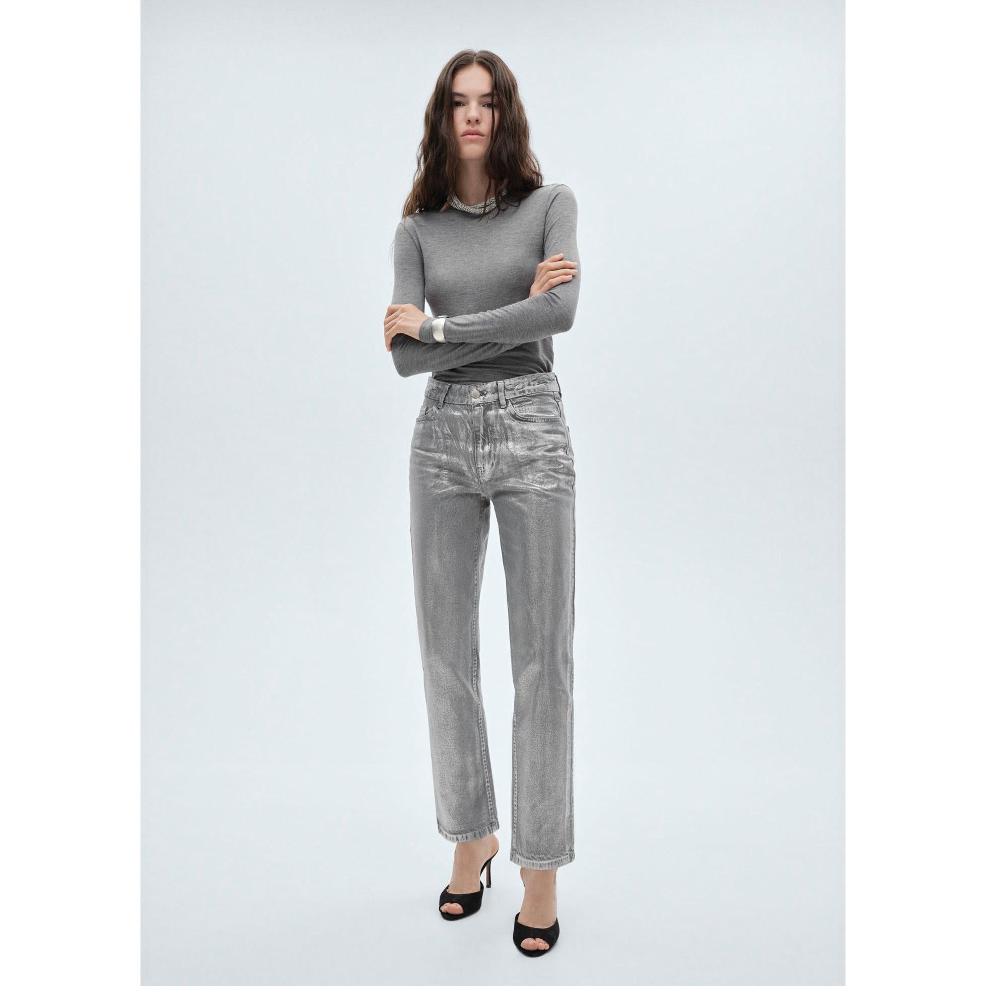 Foil Straight Jeans - Silver