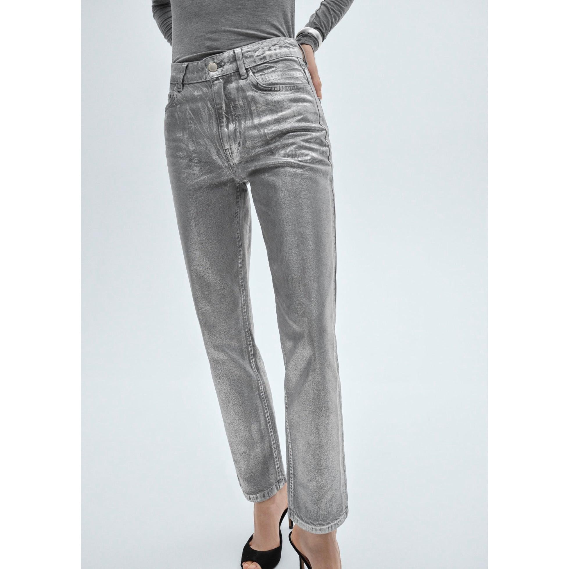 Foil Straight Jeans - Silver