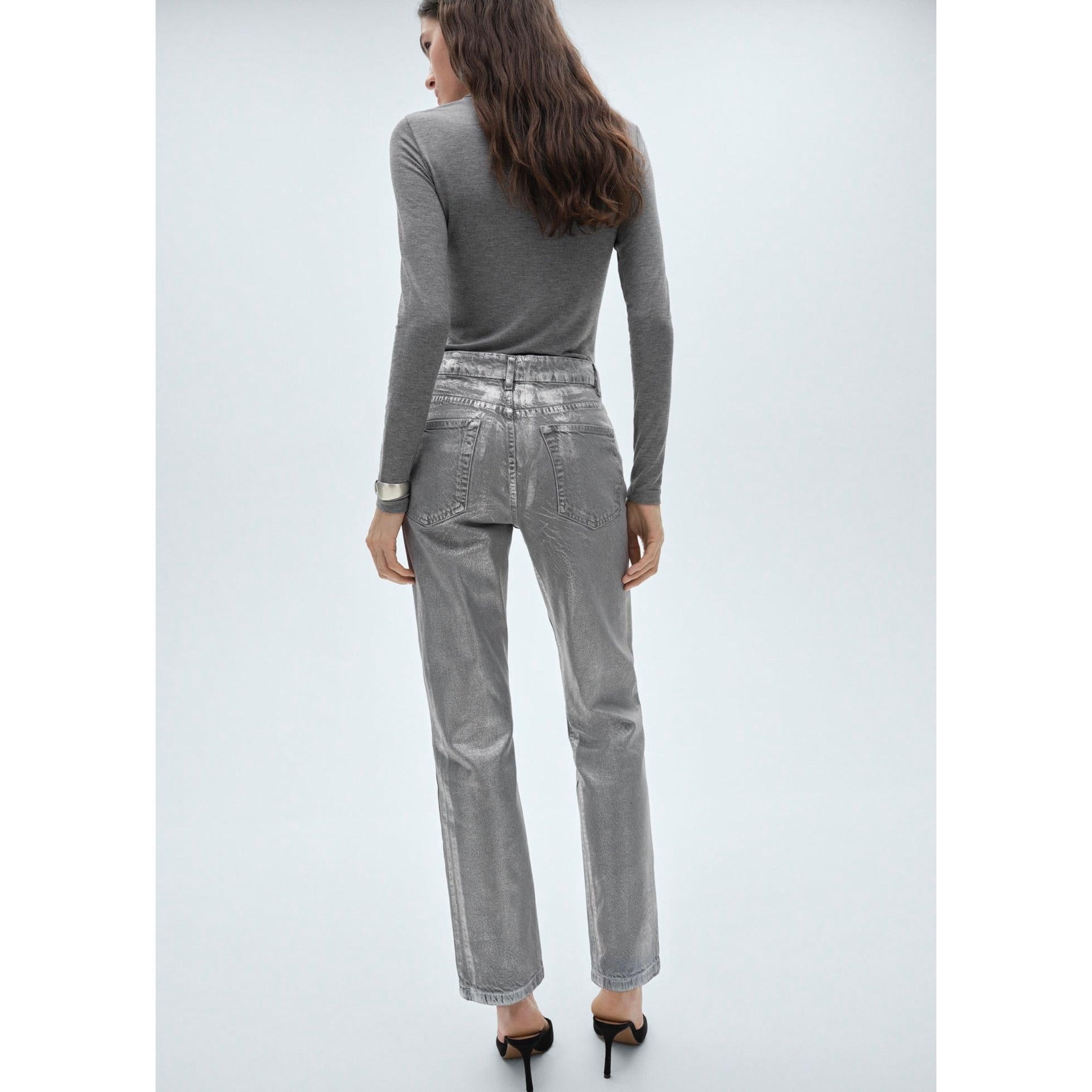 Foil Straight Jeans - Silver