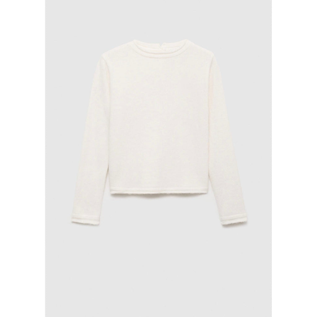 Jersey con cuello redondo y botones - Crudo
