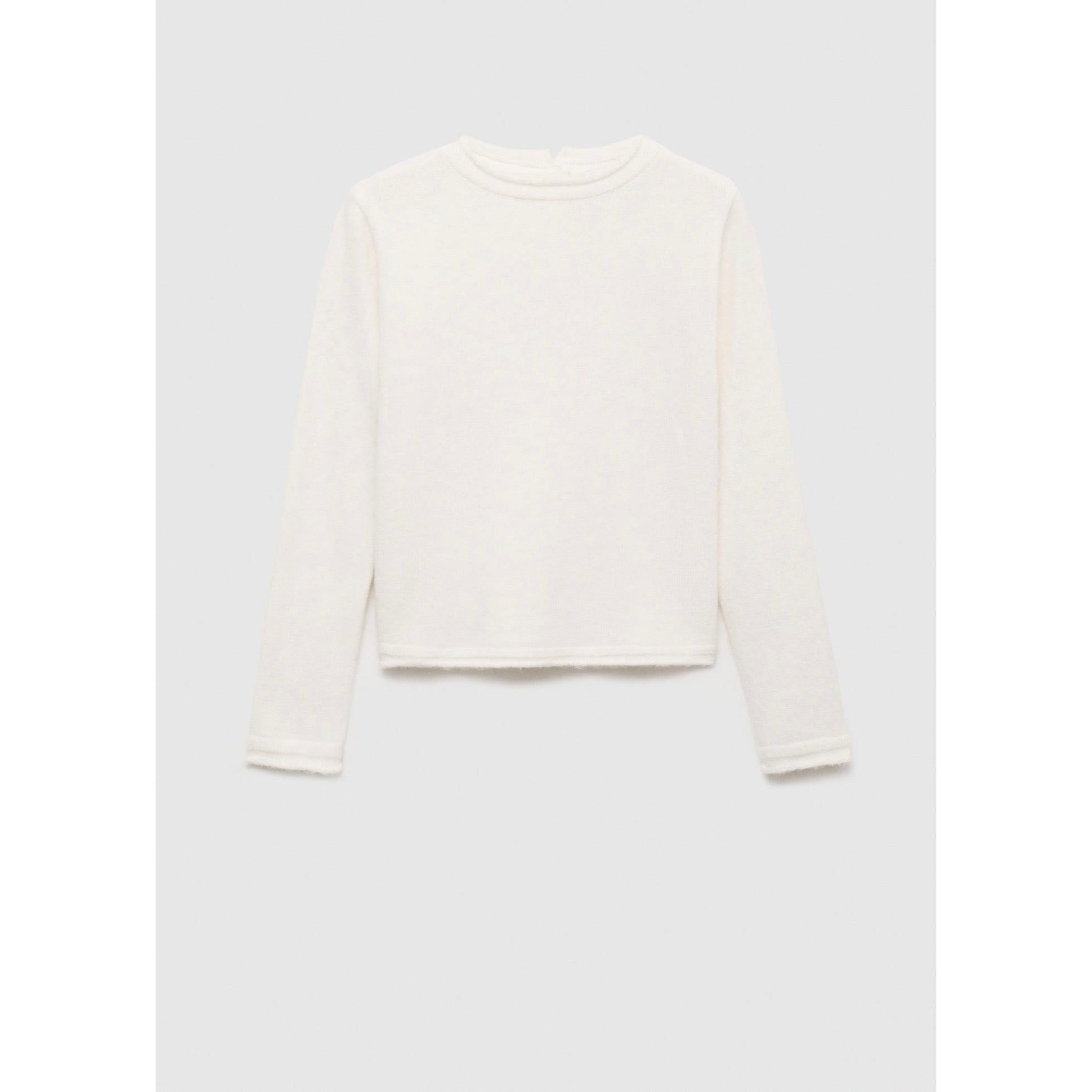 Jersey con cuello redondo y botones - Crudo