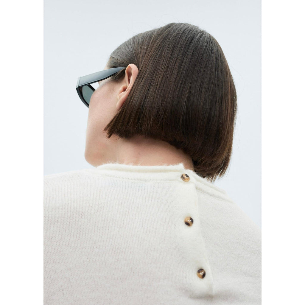 Jersey con cuello redondo y botones - Crudo