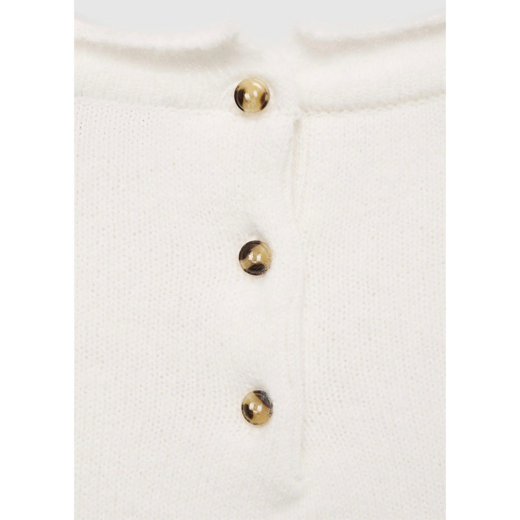 Jersey con cuello redondo y botones - Crudo