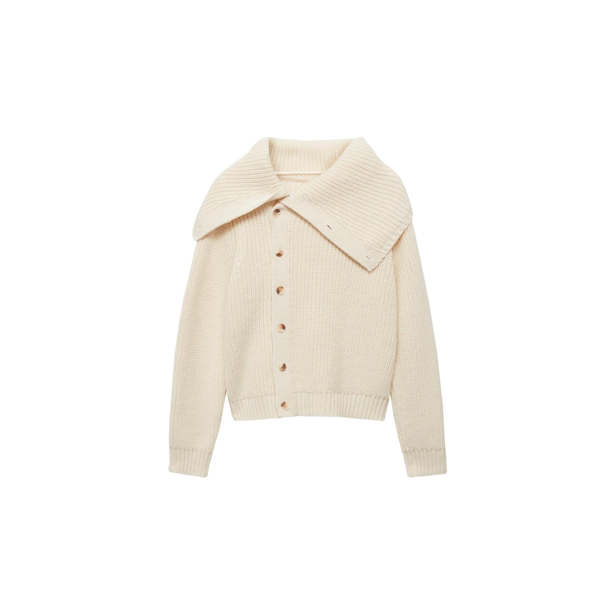 Jersey con cuello alzado y botones - Crudo