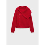 Jersey con cuello alzado y botones - Rojo
