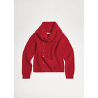 Jersey con cuello alzado y botones - Rojo