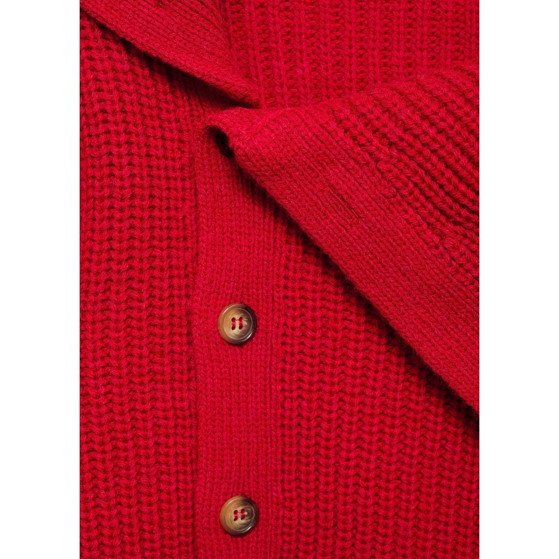 Jersey con cuello alzado y botones - Rojo