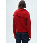 Jersey con cuello alzado y botones - Rojo