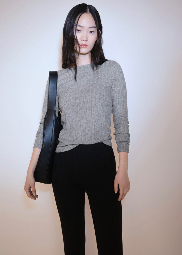 T-shirt a maniche lunghe pointelle