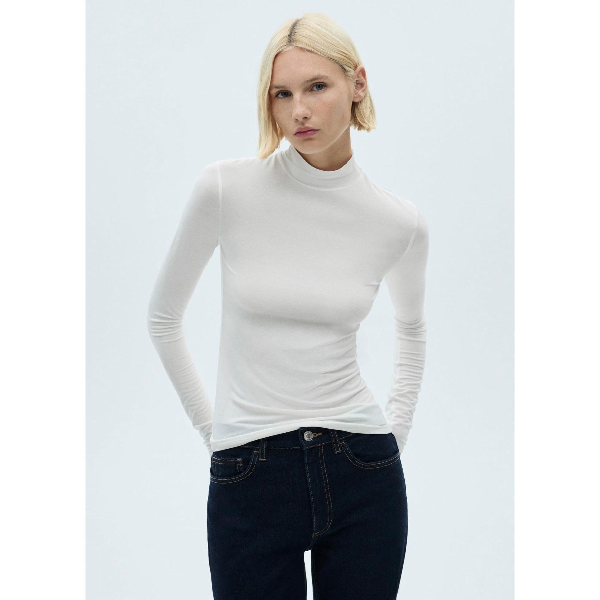 T-Shirt À Col Montant - White