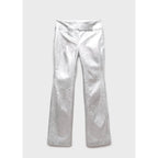 Metallic Straight-Leg Trousers - Silver