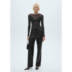 Semi-Transparent Lurex T-Shirt - Black