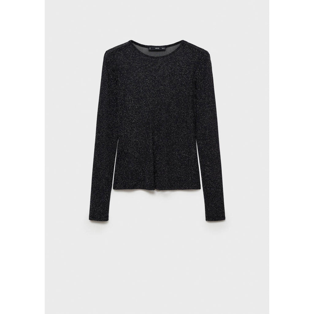 Semi-Transparent Lurex T-Shirt - Black