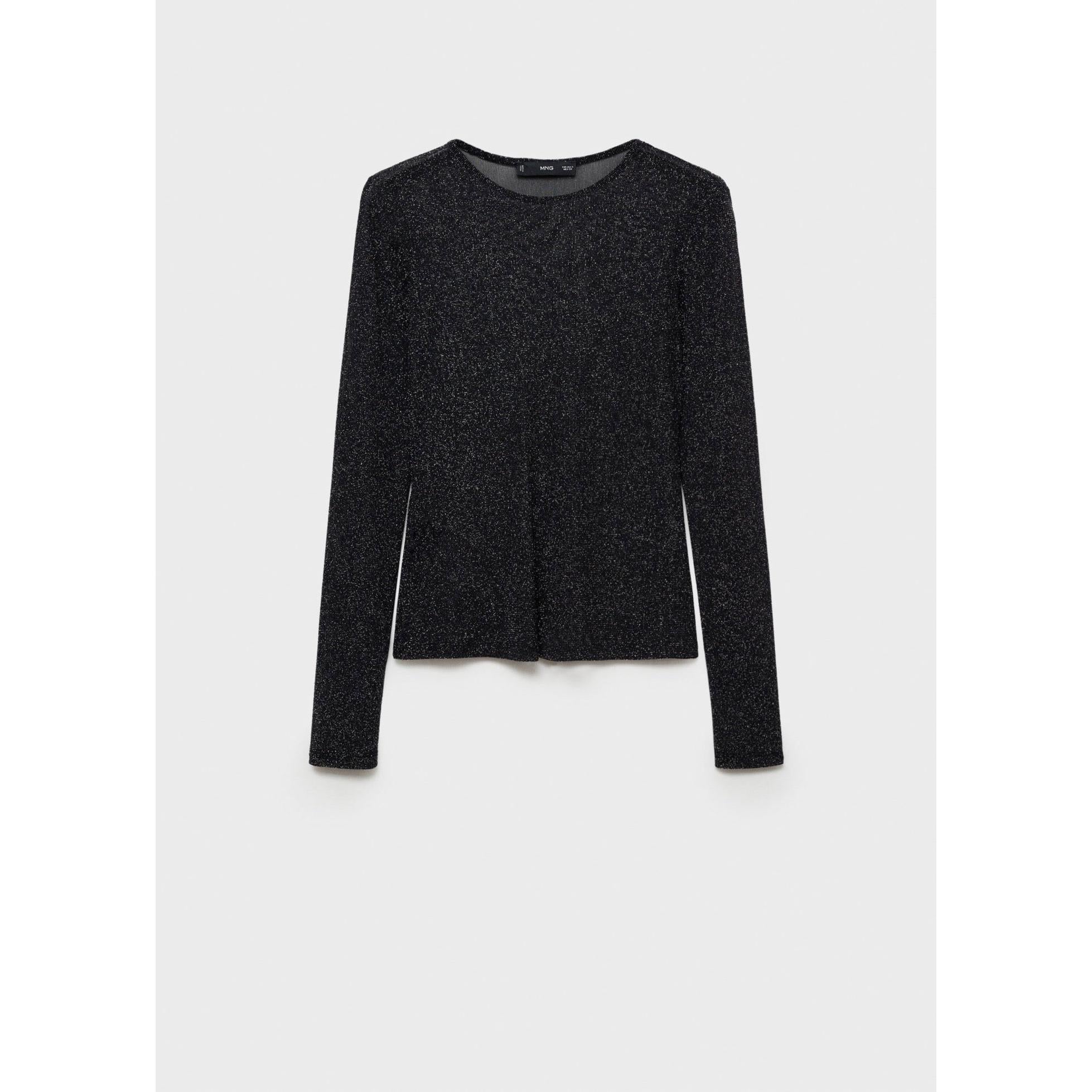 Semi-Transparent Lurex T-Shirt - Black