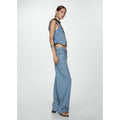 Jeans Anchos Sueltos De Cintura Baja - Azul Medio