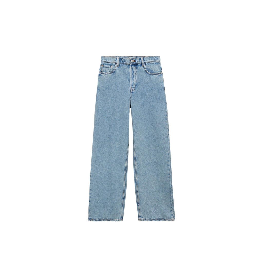Jeans Anchos Sueltos De Cintura Baja - Azul Medio