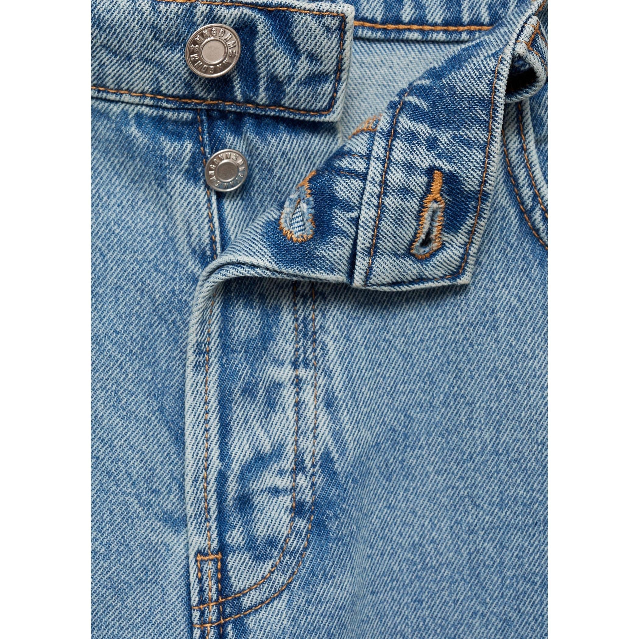 Jeans Anchos Sueltos De Cintura Baja - Azul Medio