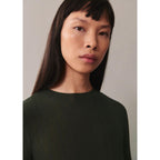Semi-Transparent Button T-Shirt - Dark Green