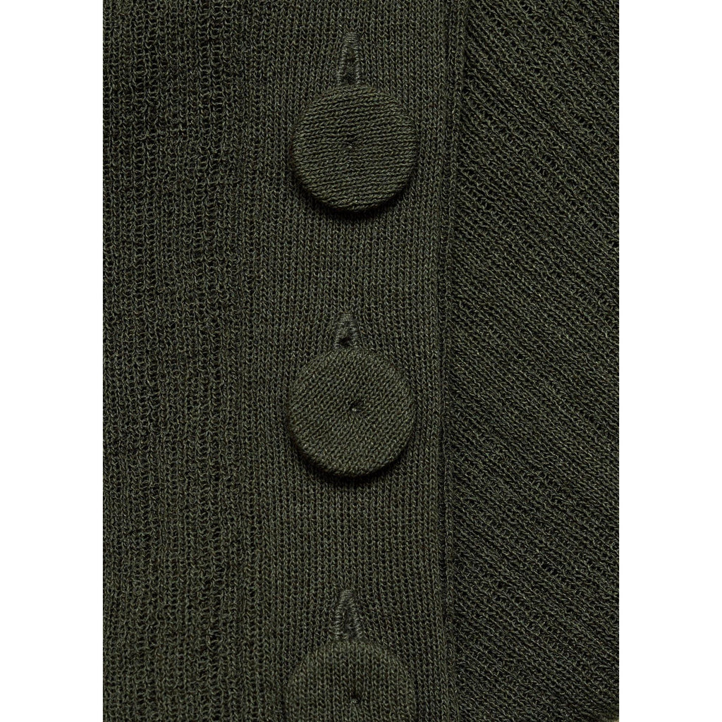 Semi-Transparent Button T-Shirt - Dark Green