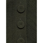Semi-Transparent Button T-Shirt - Dark Green