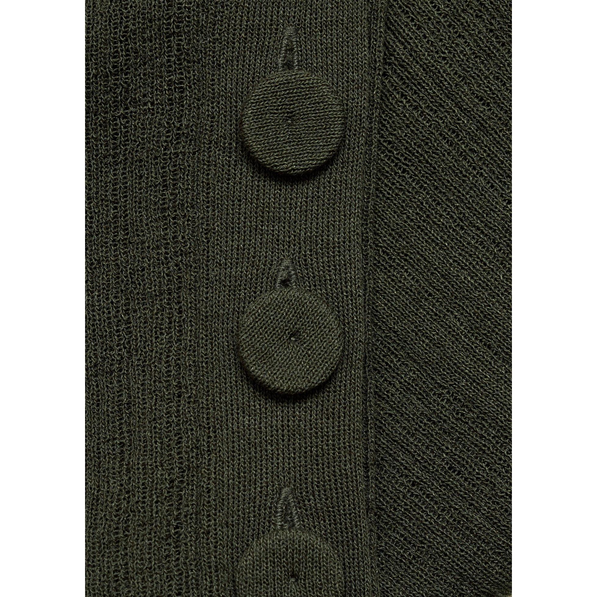 Semi-Transparent Button T-Shirt - Dark Green