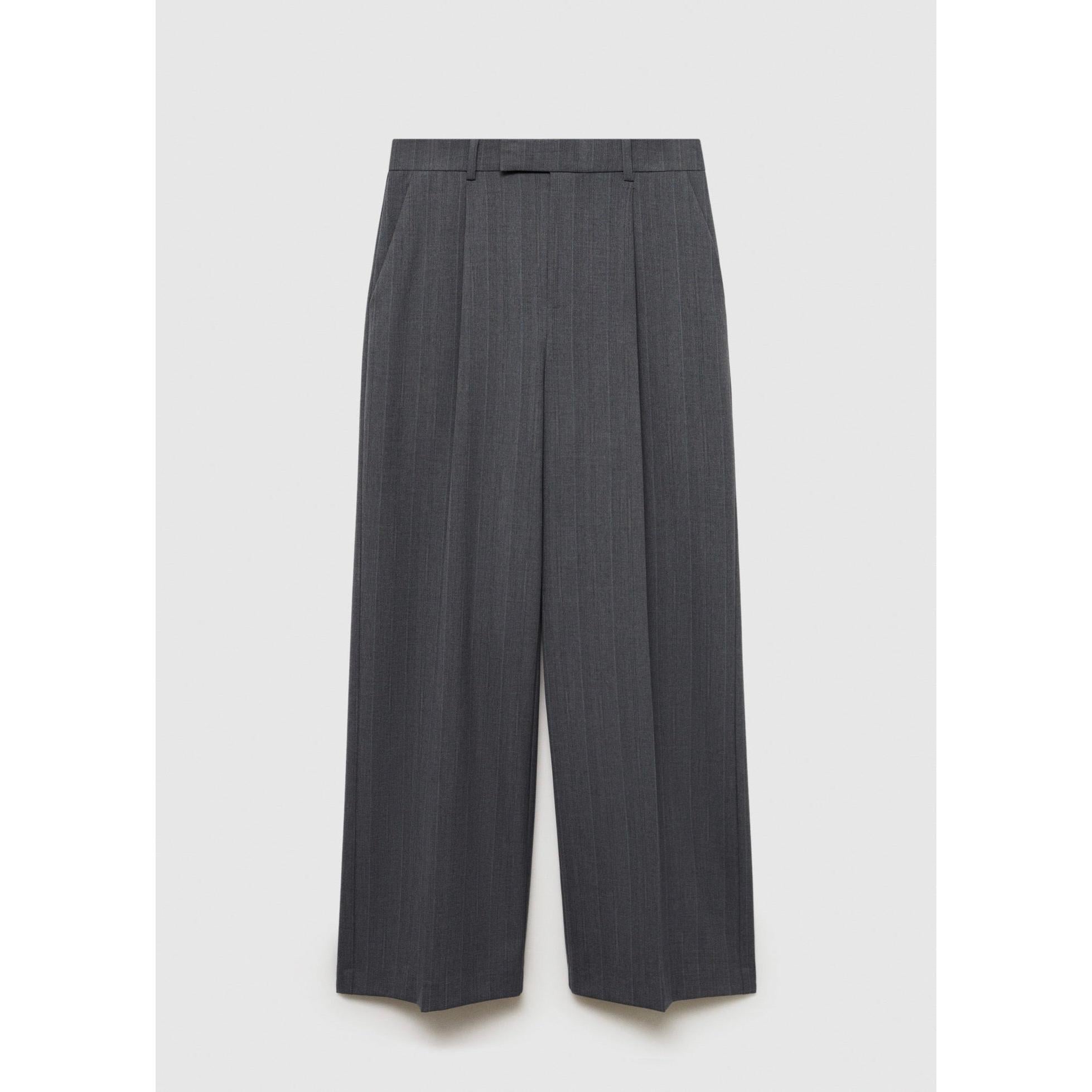 Fine Striped Suit Trousers - Gray