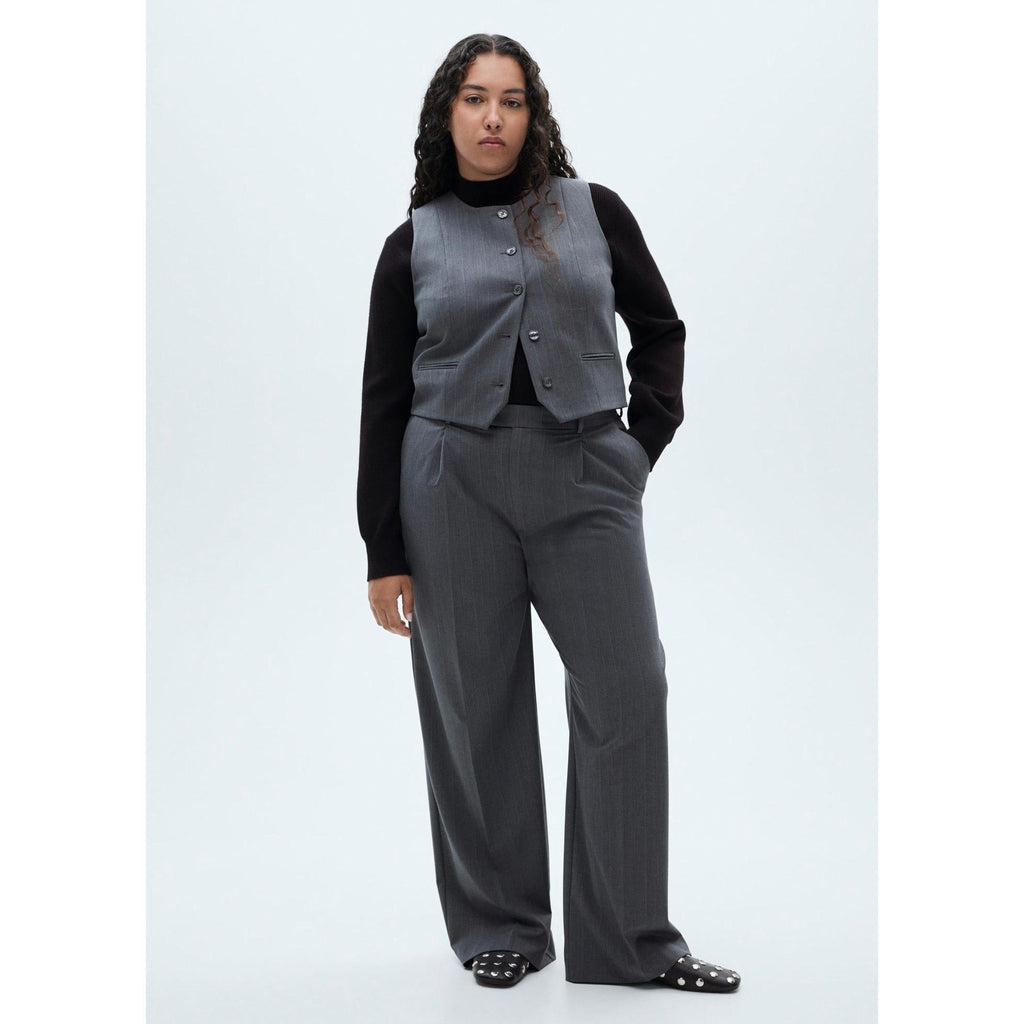 Fine Striped Suit Trousers - Gray