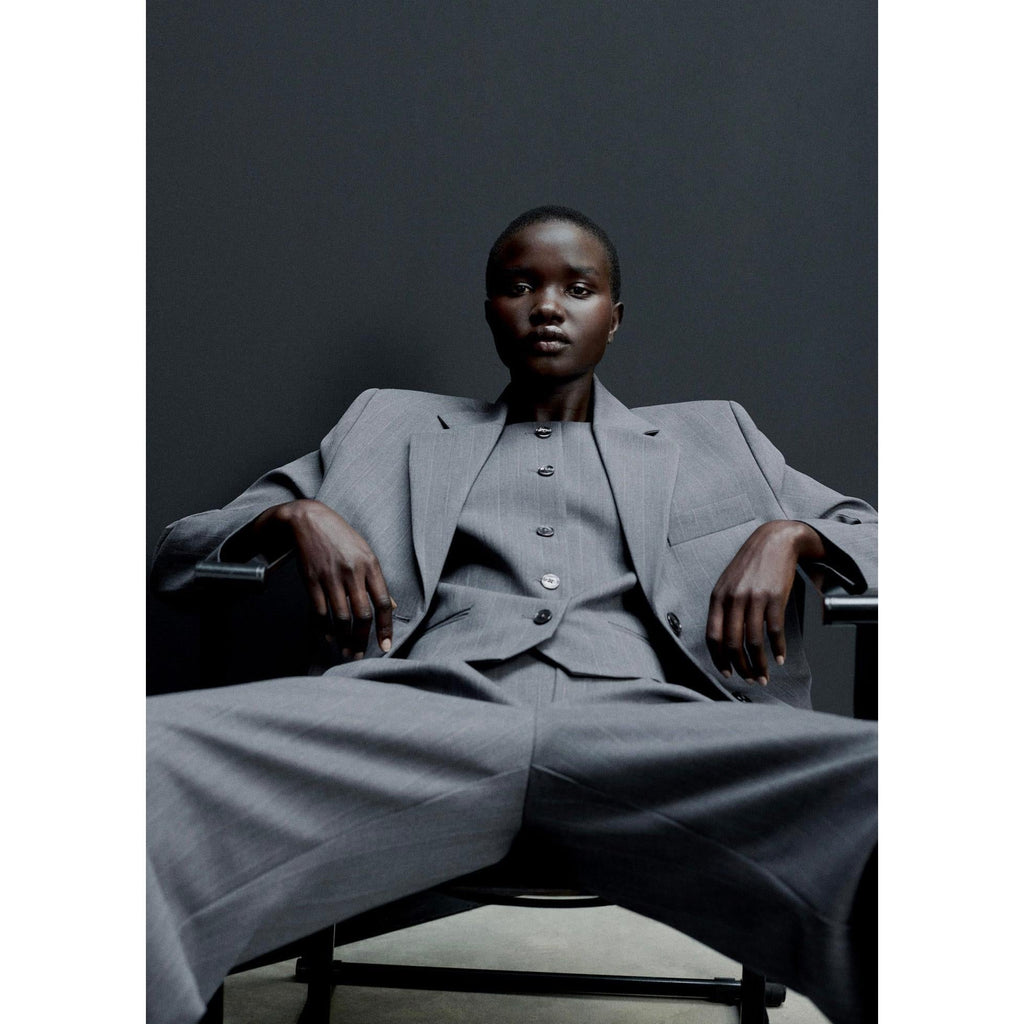 Fine Striped Suit Trousers - Gray