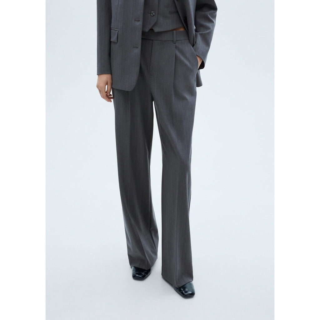 Fine Striped Suit Trousers - Gray