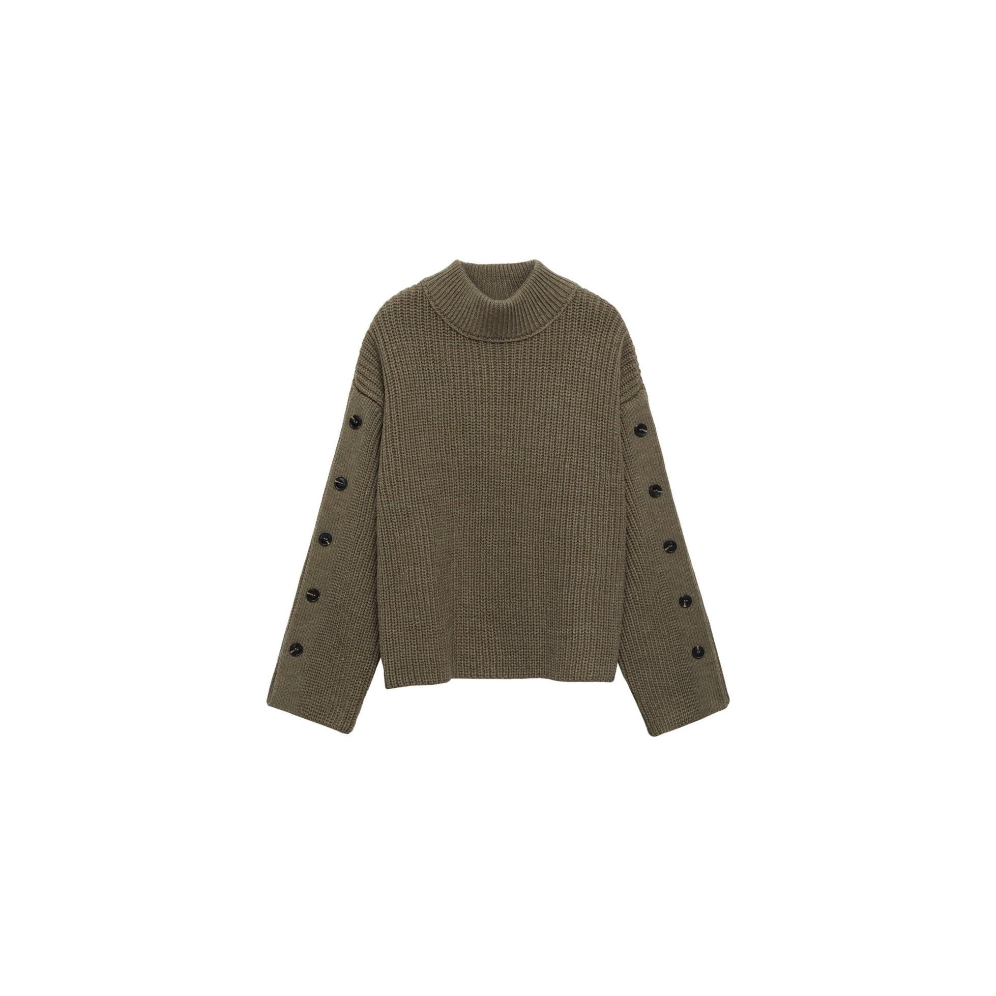 Jersey de punto con detalle de botones - Caqui