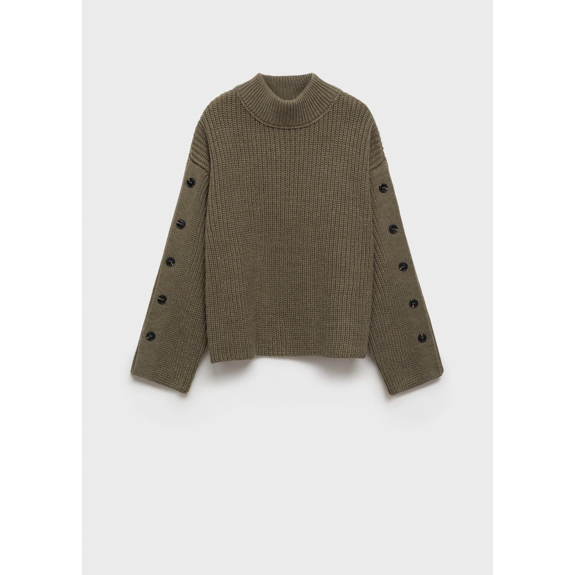 Jersey de punto con detalle de botones - Caqui
