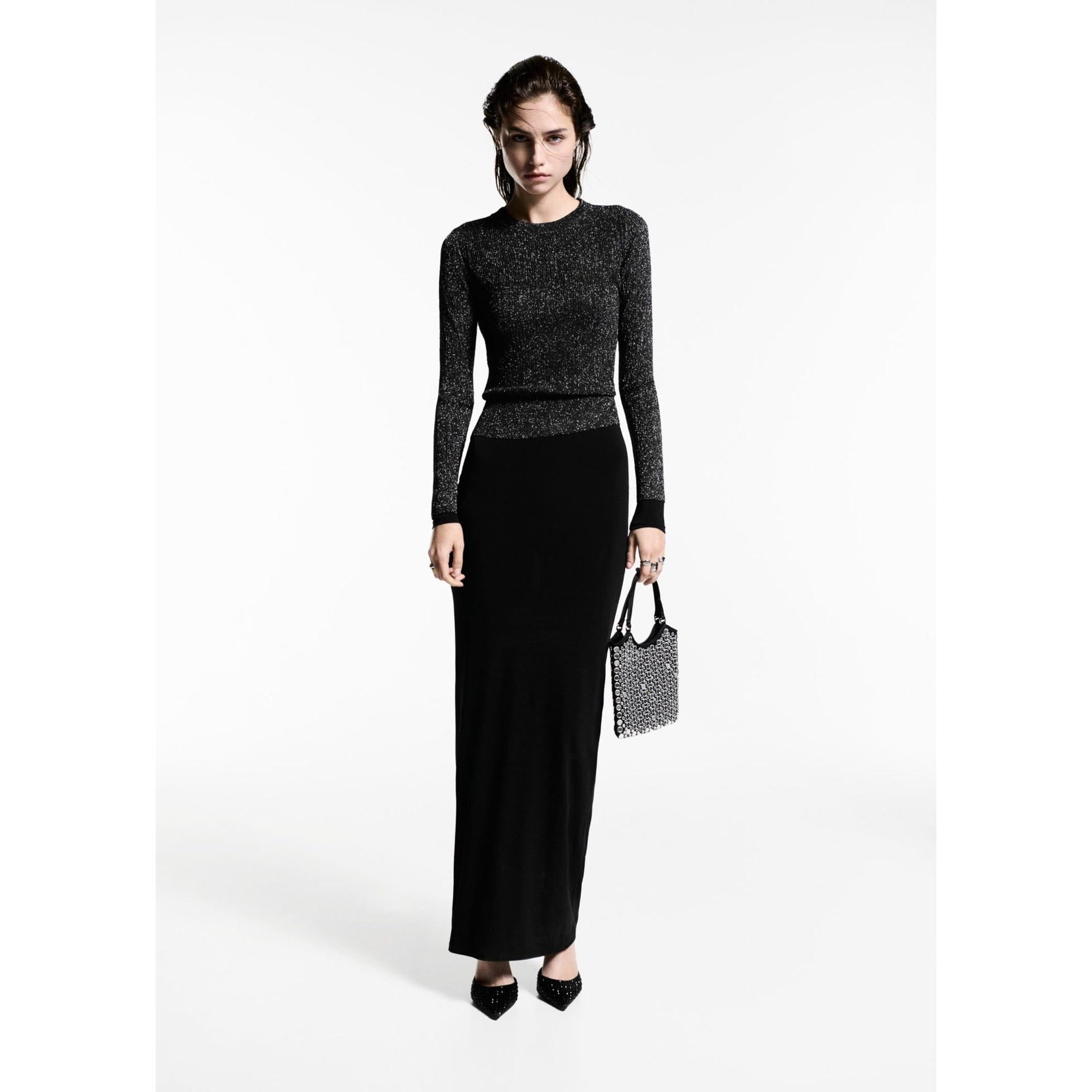 Jersey Lurex Cuello Redondo - Black